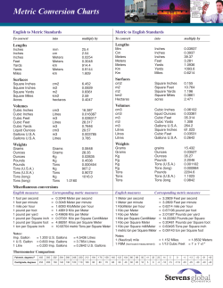 Metric Conversion Charts - Stevens Global Logistics
