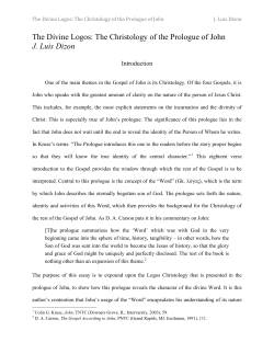 The Divine Logos: The Christology of the Prologue of John