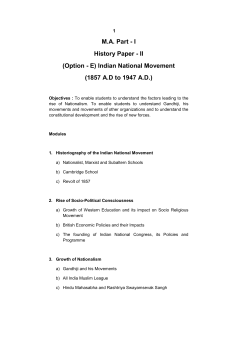 M.A. Part - I History Paper - II (Option