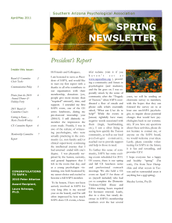 Spring 2011 Newsletter - Southern Arizona Psychological Association