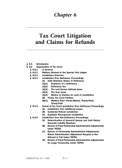 Tax Court Litigation and Claims for Refunds