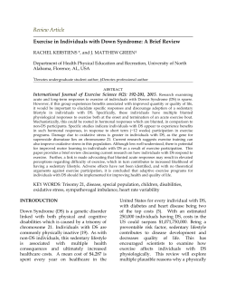 Review Article Exercise in Individuals with Down Syndrome: A Brief
