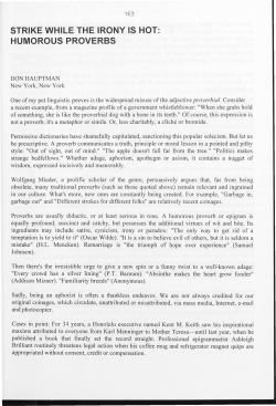 Strike While The Irony Is Hot: Humorous Proverbs