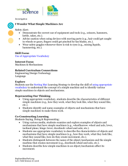 I Wonder What Simple Machines Are Safety Alert: &bull; Demonstrate the