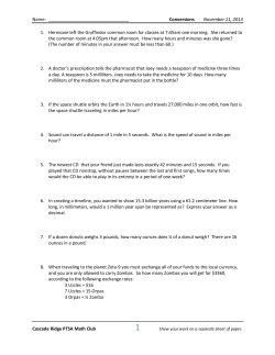 Conversions November 11, 2013 Cascade Ridge PTSA Math Club 1