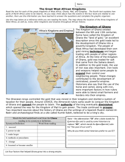 The Great West African Kingdoms The Kingdom of Ghana