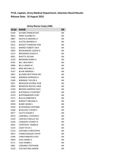 FY16, Captain, Army Medical Department, Selection
