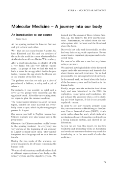 Molecular Medicine &ndash; A journey into our body - Science