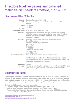 Theodore Roethke papers and collected materials