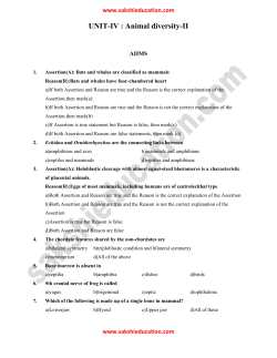 UNIT-IV : Animal diversity-II