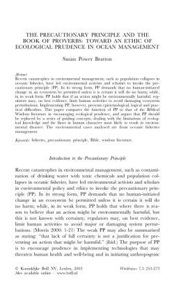 the precautionary principle and the book of proverbs