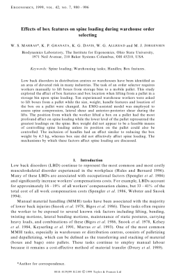 Effects of box features on spine loading during warehouse order