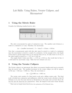 Lab Skills: Using Rulers, Vernier Calipers, and Micrometers