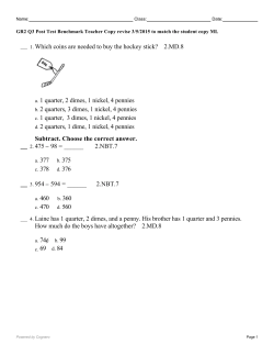 2.MD.8 a. 1 quarter, 2 dimes, 1 nickel, 4 pennies b. 2 quarters, 3 dimes