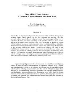 State Aid to Private Schools: A Question of Separation of Church