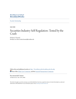 Securities Industry Self-Regulation: Tested by the