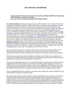 The Calendar and Sabbath