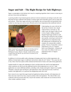 Sugar and Salt &ndash; The Right Recipe for Safe Highways