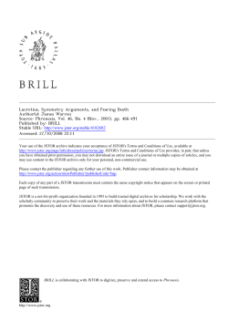 Lucretius, Symmetry Arguments, and Fearing Death Author(s