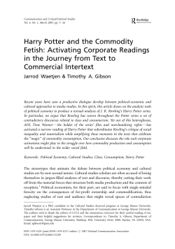 Harry Potter and the Commodity Fetish: Activating Corporate