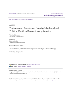 Dishonoured Americans: Loyalist Manhood and Political Death in
