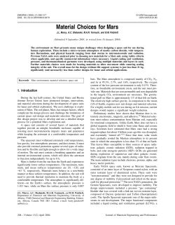 Material Choices for Mars