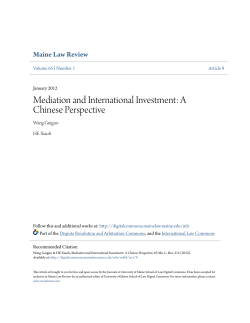 Mediation and International Investment: A Chinese Perspective