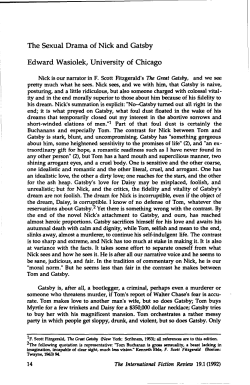 The Sexual Drama of Nick and Gatsby Edward Wasiolek, University