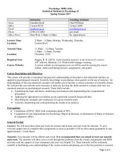 PSYC 300B (A04) - Statistical Methods in Psychology II