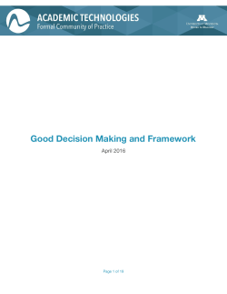 Good Decision Making and Framework