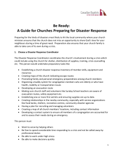 Be Ready: A Guide for Churches Preparing for Disaster Response