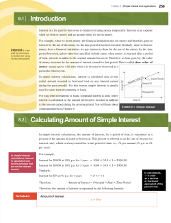 8.1 | Introduction 8.2 | Calculating Amount of Simple Interest