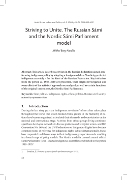Striving to Unite. The Russian Sámi and the Nordic Sámi Parliament