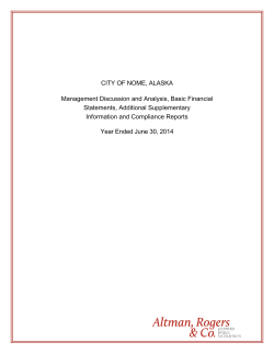 CITY OF NOME, ALASKA Management Discussion and Analysis