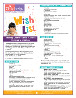Childhelp Children`s Center Wish List 2016