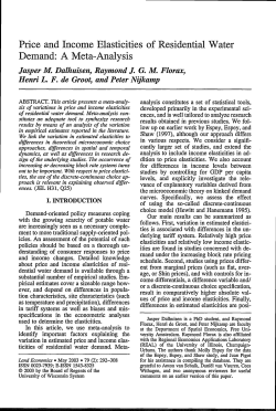 Price and Income Elasticities of Residential Water Demand: A Meta