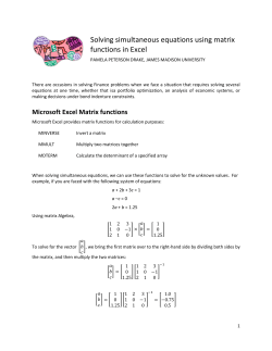 Solving simultaneous equations using matrix functions in Excel