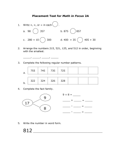 Math in Focus 2A placement test