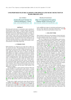 Unsupervised Feature Learning for Speech and Music