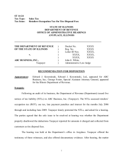 ST 14-24 - "Retailers Occupation Tax On Tire Disposal Fees"