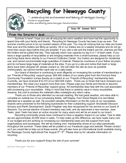 From the Director`s desk - Recycling for Newaygo County