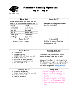 Panther Family Updates May 1st