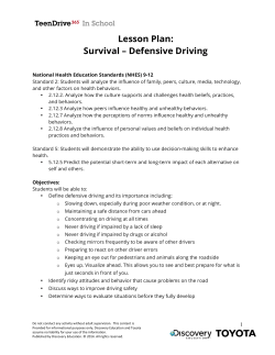 Lesson Plan: Survival – Defensive Driving