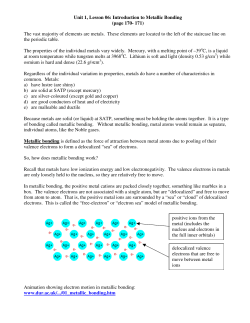 Introduction to Metallic Bonding