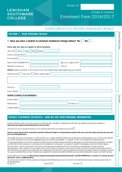 Application Form 2016/2017 - Lewisham Southwark College