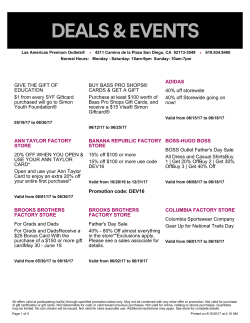 Current Offers from Las Americas Premium Outlets&reg; as of 5/22/2017