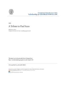A Tribute to Paul Szasz - Scholarship @ GEORGETOWN LAW