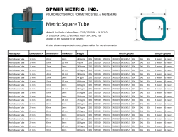 Metric Square Tube - Spahr Metric, Inc.