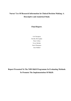 Nurses` Use Of Research Information In Clinical Decision Making: A