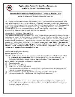 Theodore Judah Academy Application Packet - Folsom